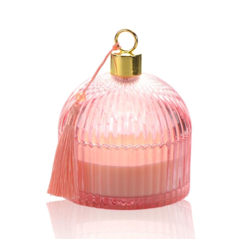 CANDELA IN VETRO ROSA H13